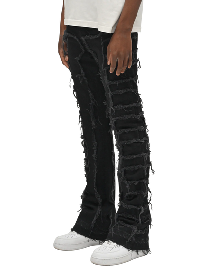 Flare Repaired Denim - Black