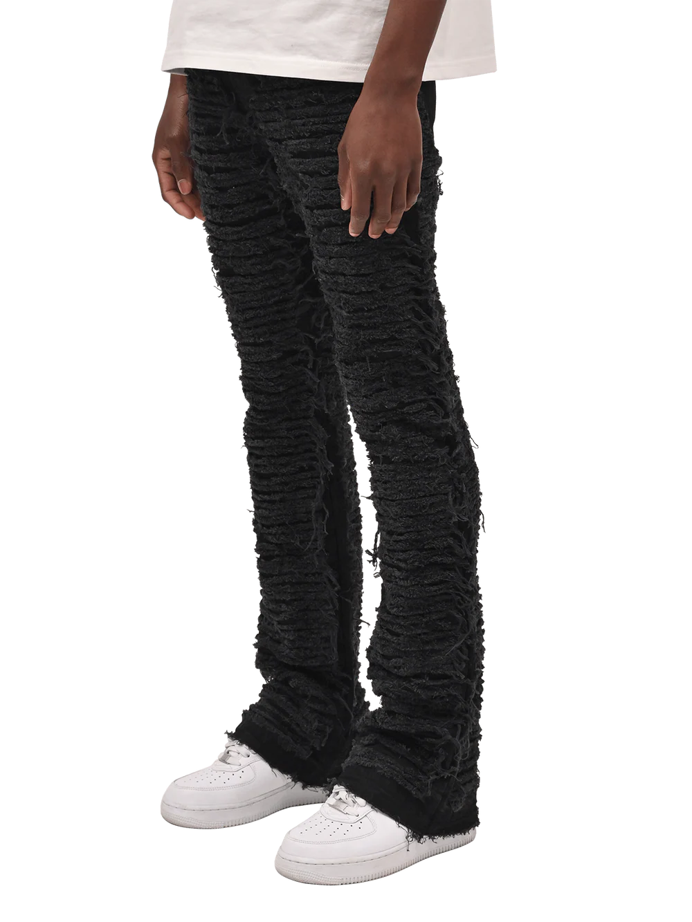 FLARE DISTRESSED DENIM - BLACK