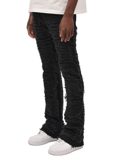 FLARE DISTRESSED DENIM - BLACK