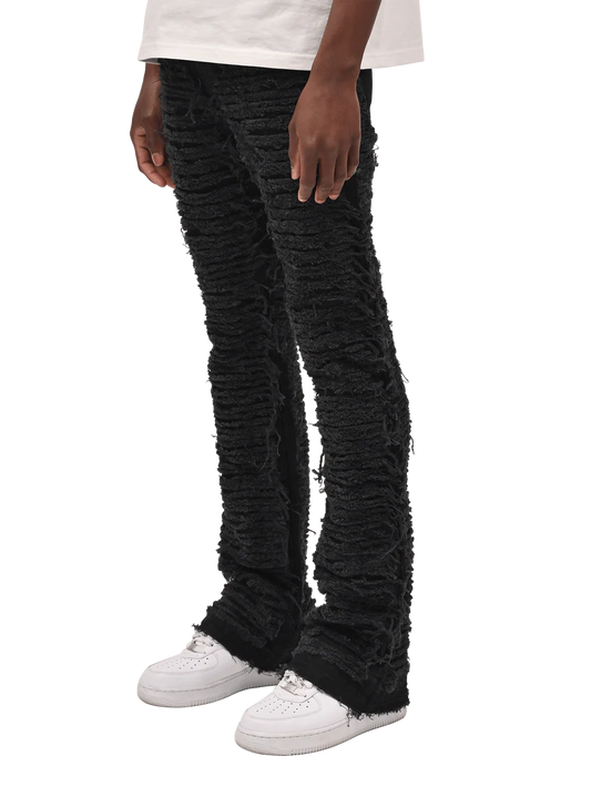 FLARE DISTRESSED DENIM - BLACK