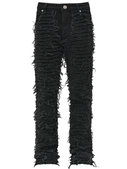 FLARE DISTRESSED DENIM - BLACK