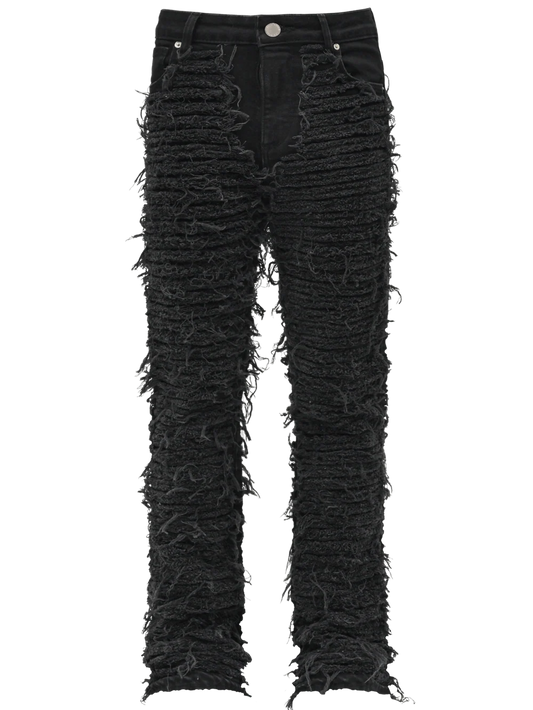 FLARE DISTRESSED DENIM - BLACK
