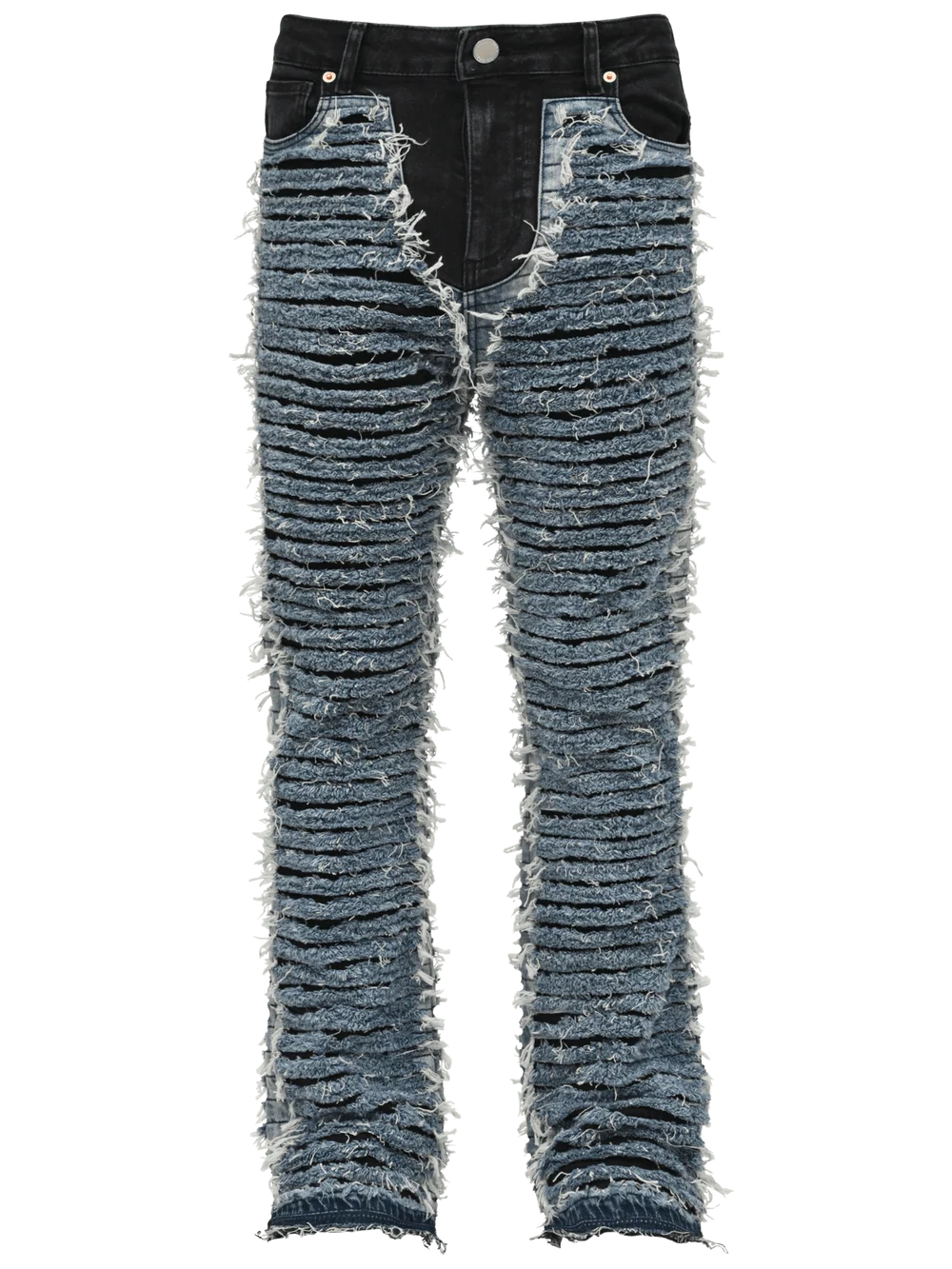 FLARE DISTRESSED DENIM - BLUE