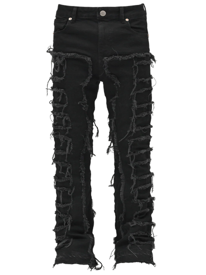Flare Repaired Denim - Black
