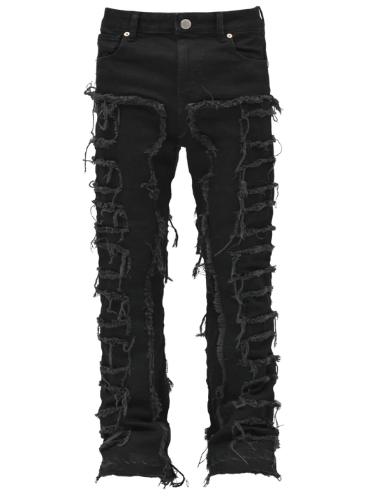 Flare Repaired Denim - Black