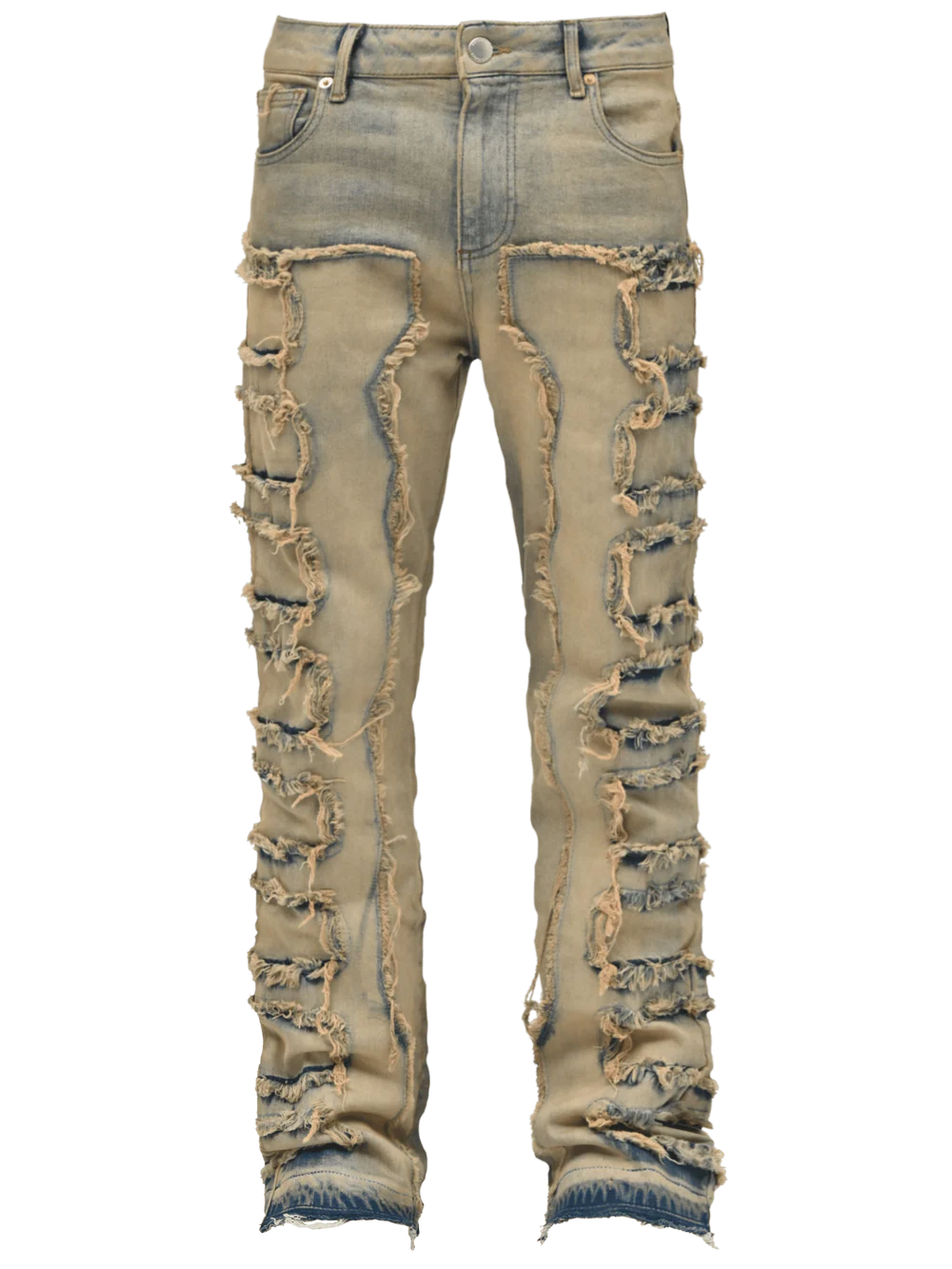 FLARE REPAIRED DENIM - CREAM WHITE